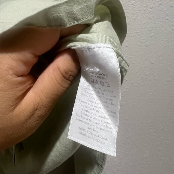 Everlane Womens Extra Small The Way-short Shirt Light Green Long Sleeve Boxy - Picture 4 of 5
